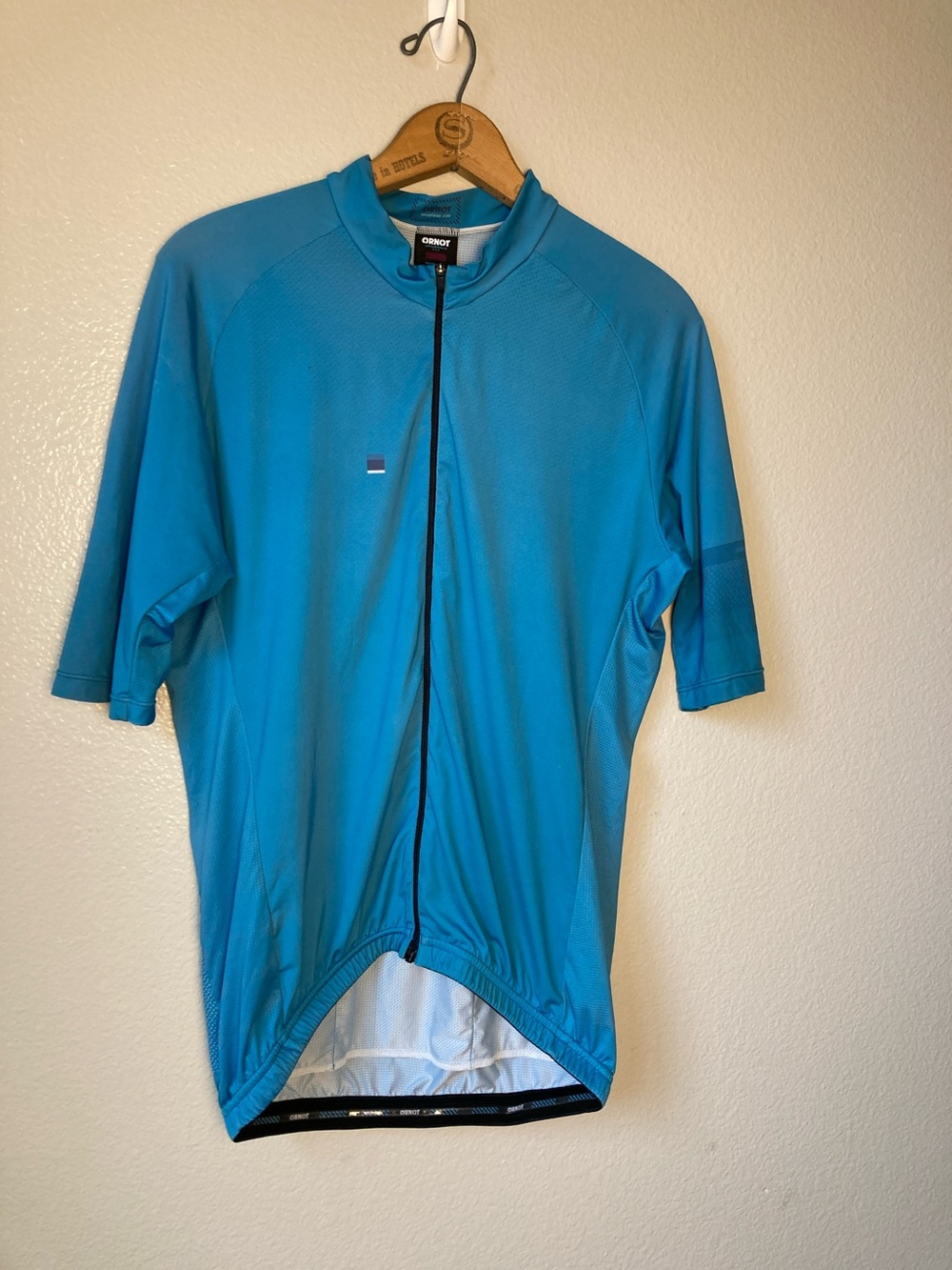 Ornot men’s house cycling full zip jersey axiom coastal blue short sleeve sz XLG